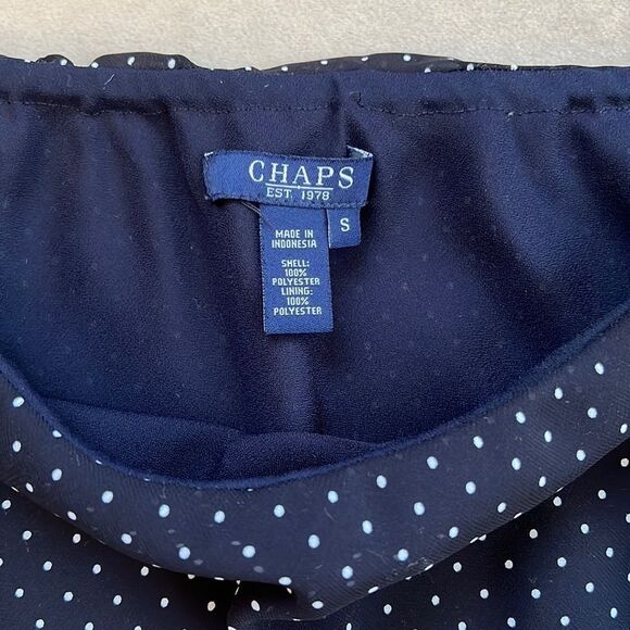 Chaps Sz S Elastic Waist Lined Classic Polka Dot Ruffle Skirt - Picture 2 of 8